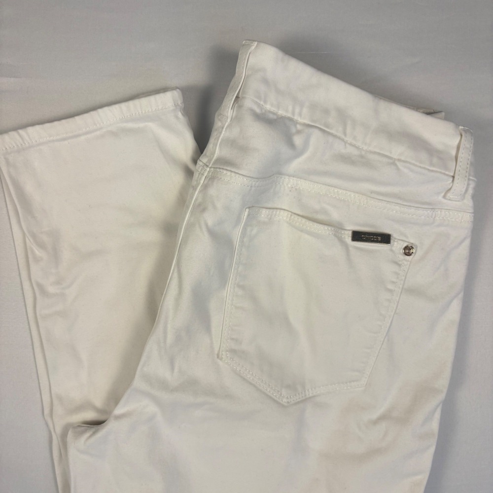 Chicos Large White Denim Straight Leg Jeans Womens Five Pocket Pants - Picture 3 of 12